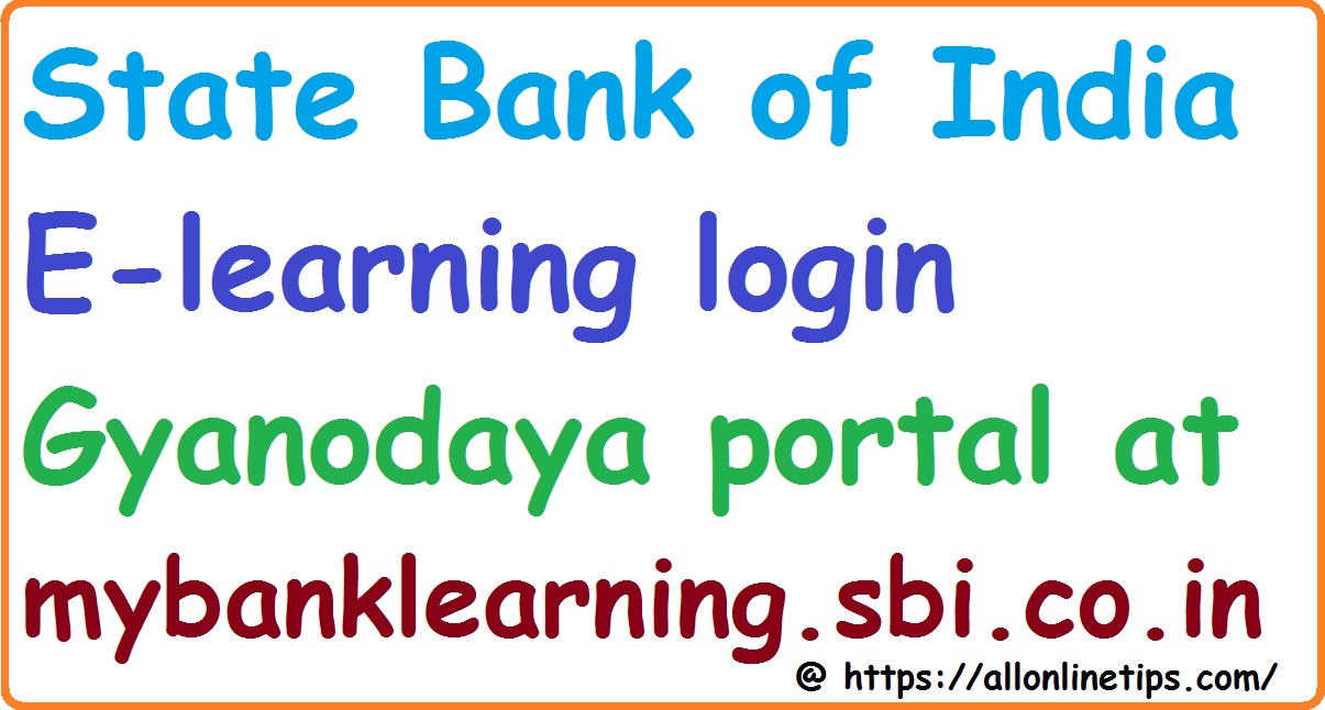 SBI E learning login Gyanodaya portal