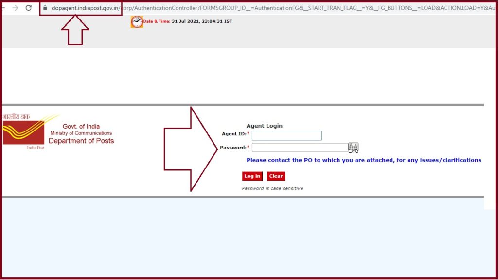 India Post Agent login